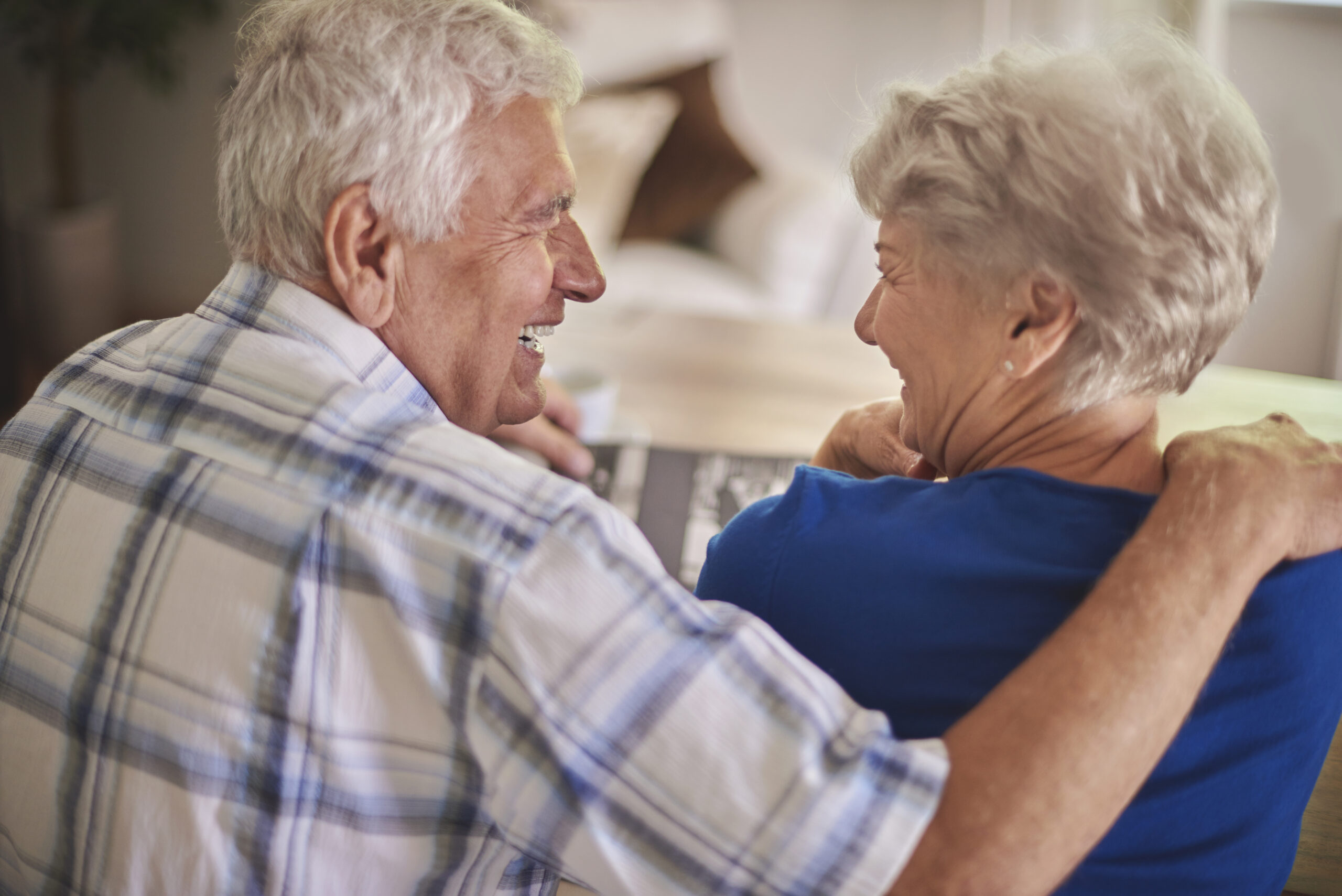 Senior couple reminisces good old times